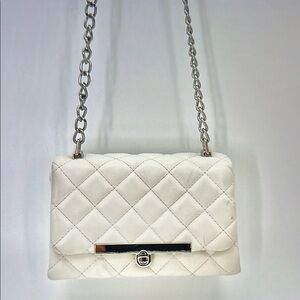 Steve Madden White Quilted Crossbody Bag